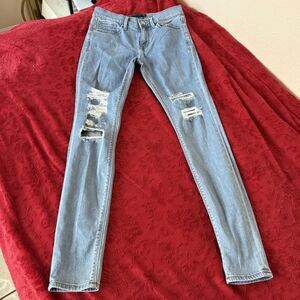 Express Ladies Performance Jeans Size 4r Legging Stretch Mid Rise Denim Blue